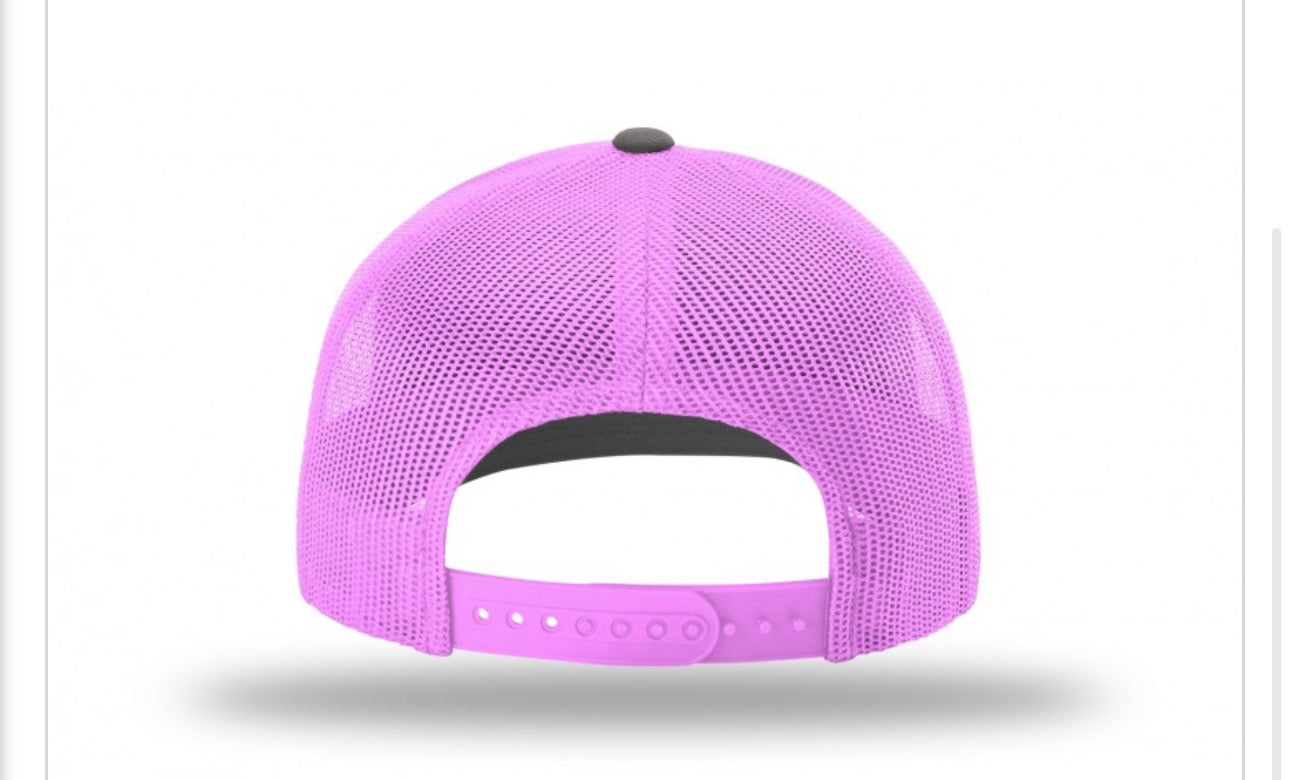 NTS Target Trucker Cap – Charcoal & Neon Pink