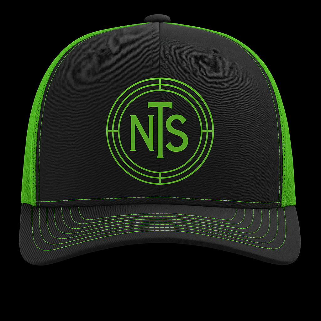 NTS Neon Edge Trucker – Charcoal/Volt Green