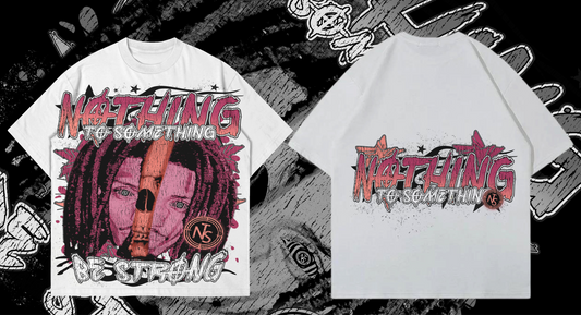 NTS “Be Strong” Grunge Tee — White/Pink