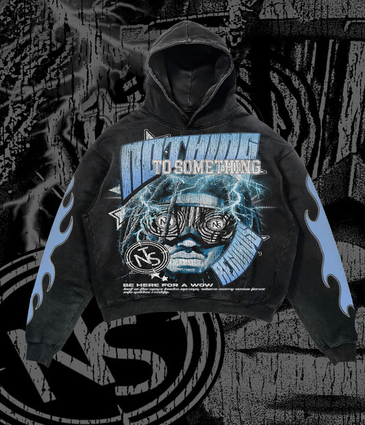 NTS “Work Hard” Storm Hoodie – Black/Blue