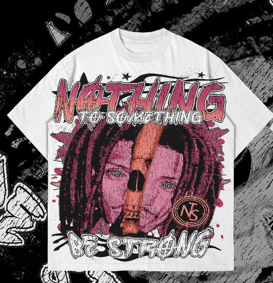 NTS “Be Strong” Grunge Tee — White/Pink