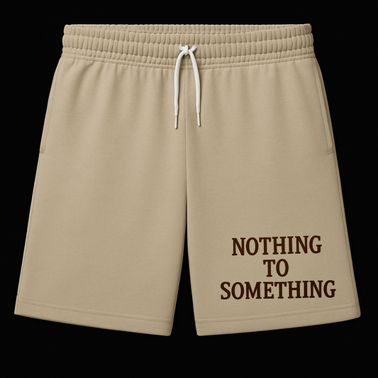 Nothing To Something™ Luxury Embroidered Sweat Shorts – Beige